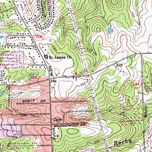 Topographic Map of First Alliance Church, NC