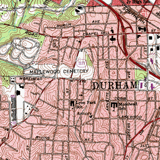 Topographic Map of First Calvary Baptist Church, NC