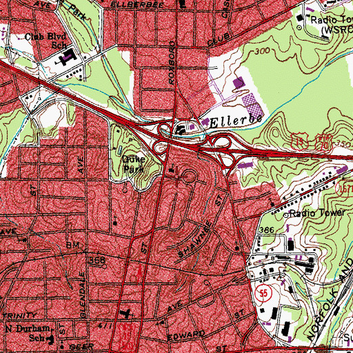 Topographic Map of First Church of Christ Scientist, NC