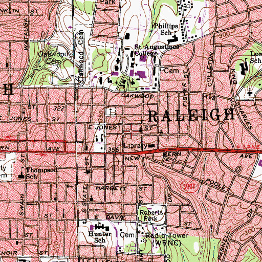 Topographic Map of First Church of God, NC