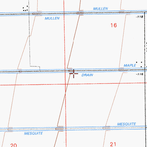Topographic Map of Maple Drain, CA