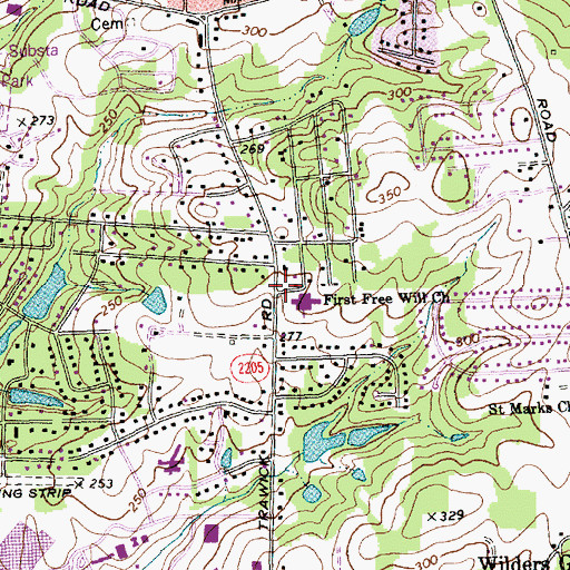 Topographic Map of First Freewill Baptist Church, NC