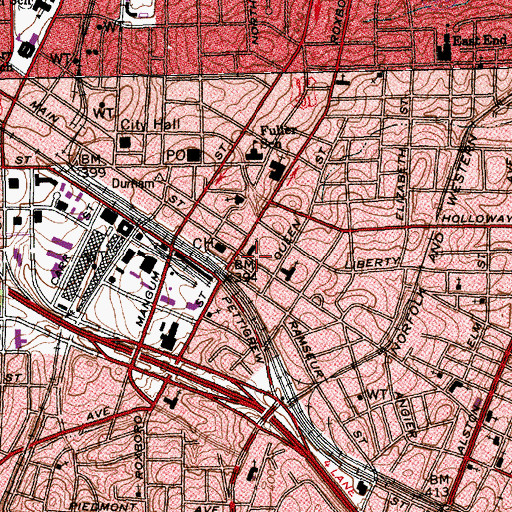 Topographic Map of First Presbyterian Church, NC