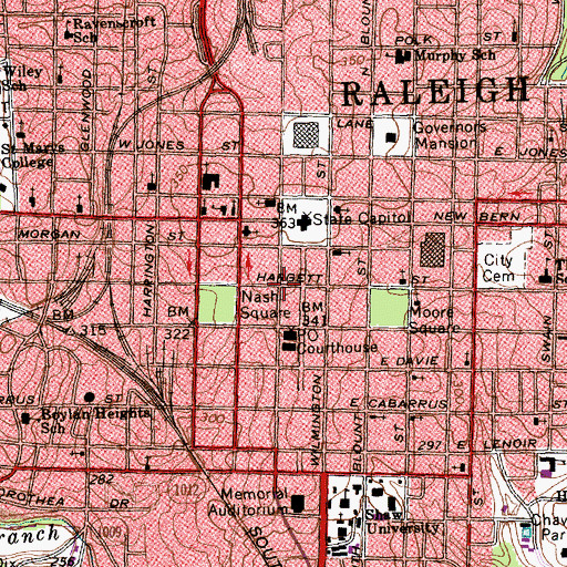 Topographic Map of First Presbyterian Church, NC