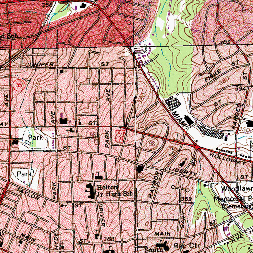 Topographic Map of First United Antioch Baptist Church, NC
