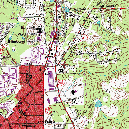 Topographic Map of Friendship House of Prayer Holiness Church, NC