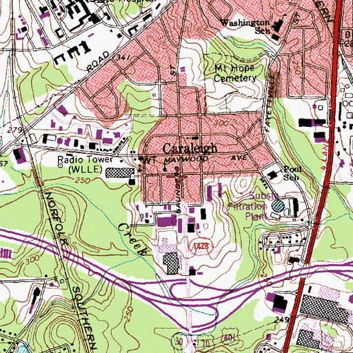 Topographic Map of Gilbert Street Word of the Living God Ministries, NC
