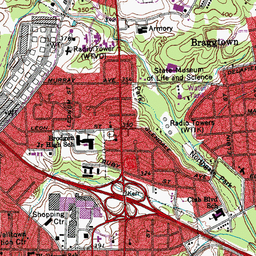 Topographic Map of Glendale Heights United Methodist Church, NC