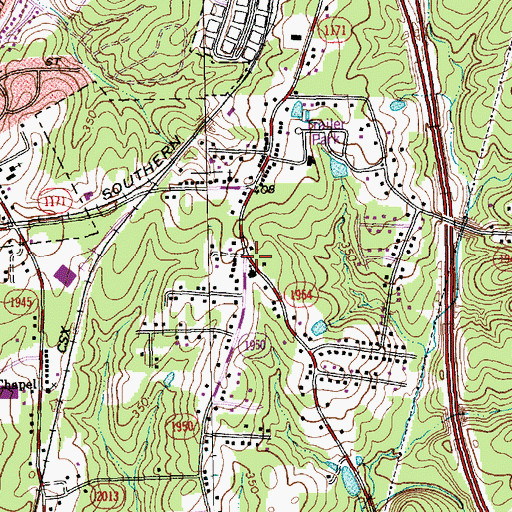Topographic Map of Gospel Church, NC