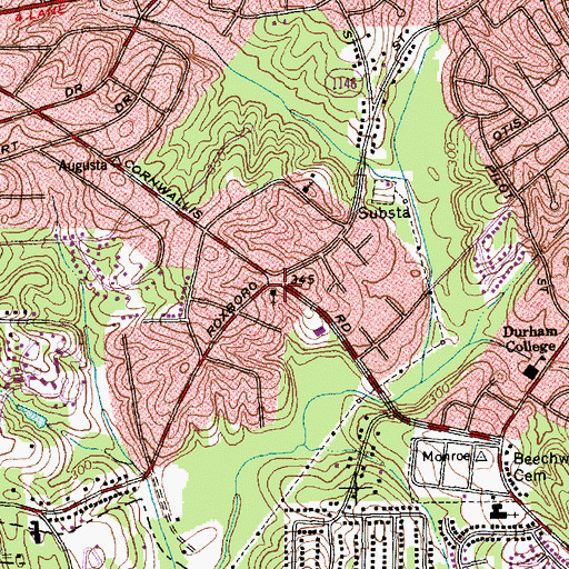 Topographic Map of Grace Church of Durham, NC