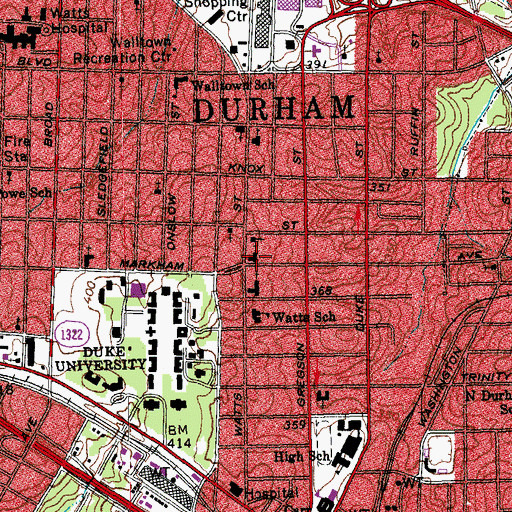 Topographic Map of Grace Lutheran Church, NC