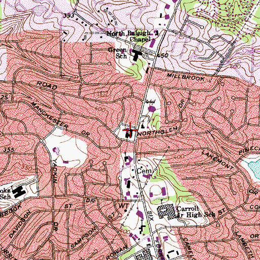 Topographic Map of Grace Lutheran Church, NC