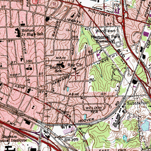 Topographic Map of Greater New Birth Baptist Church, NC