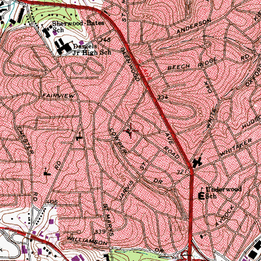 Topographic Map of Hayes Barton United Methodist Church, NC