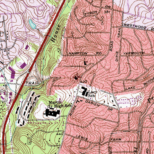 Topographic Map of Highland United Methodist Church, NC