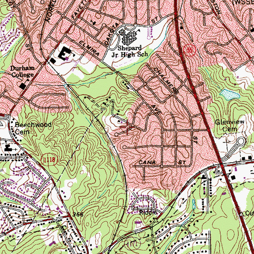 Topographic Map of Highway and Hedges Ministry Two, NC
