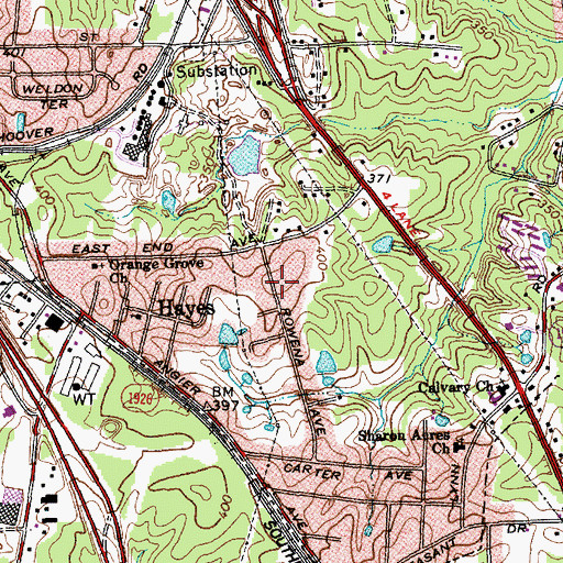 Topographic Map of Highway House of Prayer, NC