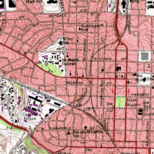 Topographic Map of Hillyer Memorial Christian Church, NC