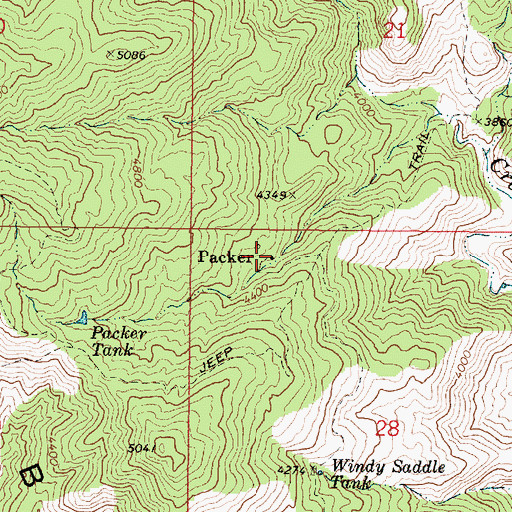 Topographic Map of Packer, AZ