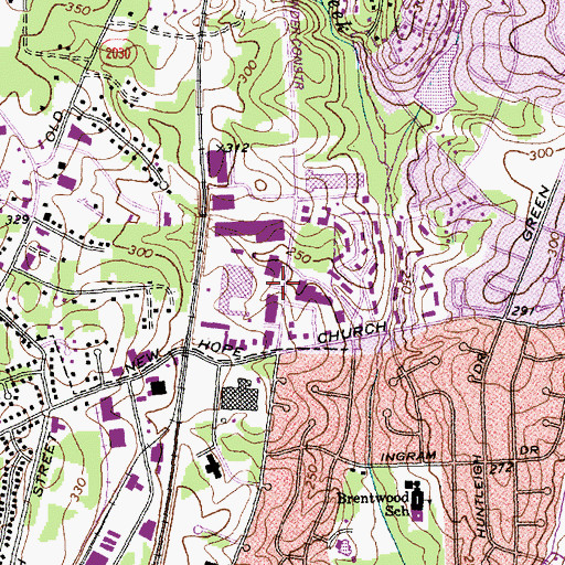 Topographic Map of Iglesia Cristiana, NC