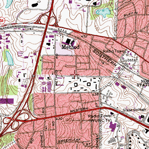 Topographic Map of Islamic Center of Raleigh, NC