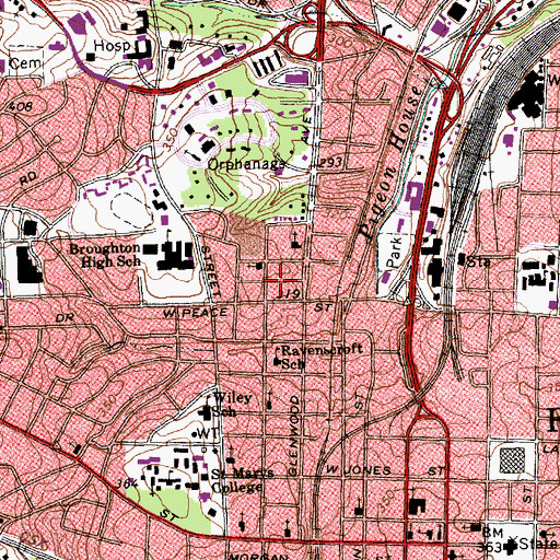Topographic Map of Jenkins Memorial United Methodist Church, NC