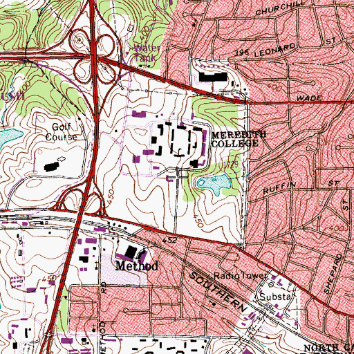 Topographic Map of Jones Chapel, NC