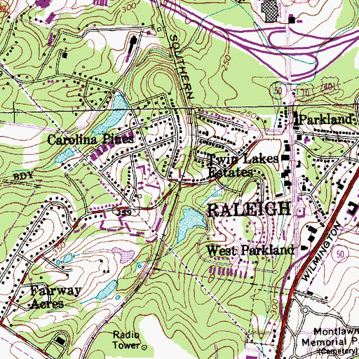 Topographic Map of Kingdom Hall of Jehovah's Witnesses, NC