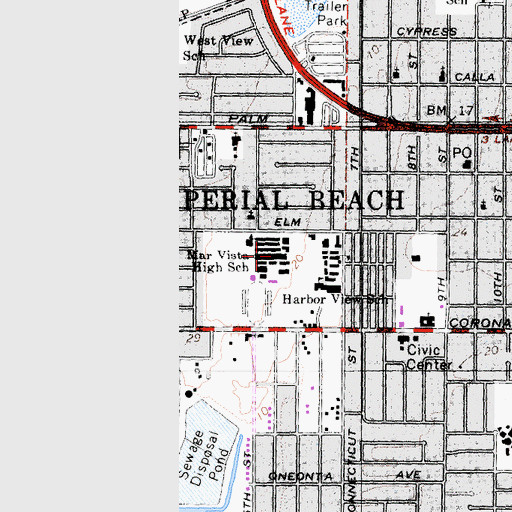 Topographic Map of Mar Vista Senior High School, CA