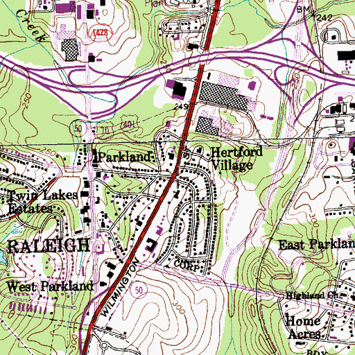 Topographic Map of Layden Memorial United Methodist Church, NC