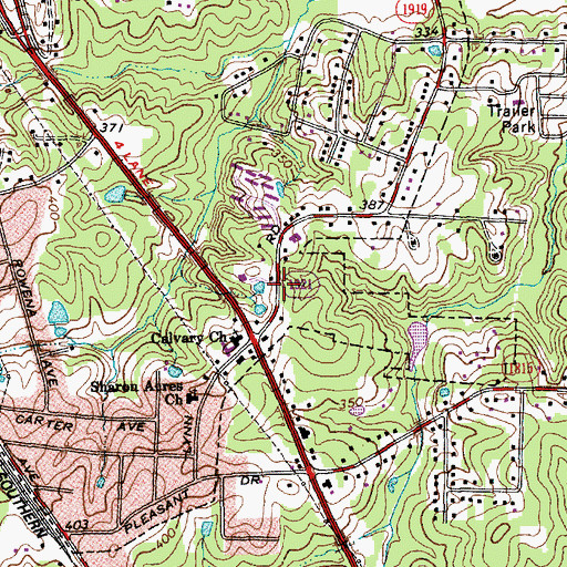 Topographic Map of Living Waters Christian Community, NC