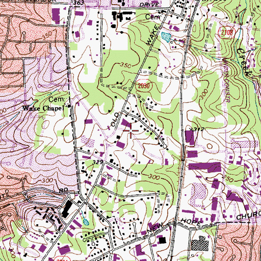 Topographic Map of Loving Word Baptist Church, NC