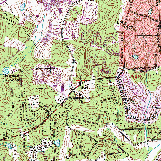 Topographic Map of Markham Chapel Baptist Church, NC