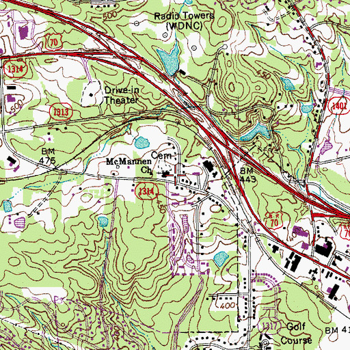 Topographic Map of McMannen United Methodist Church, NC