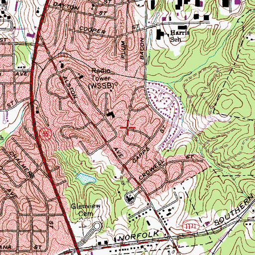 Topographic Map of Monroe Christian Church, NC