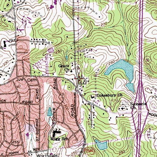 Topographic Map of Morning Star Baptist Church, NC