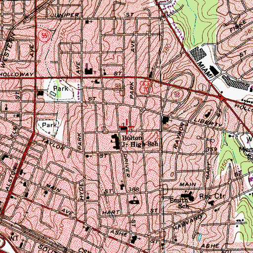 Topographic Map of Mount Calvary Holy Church, NC