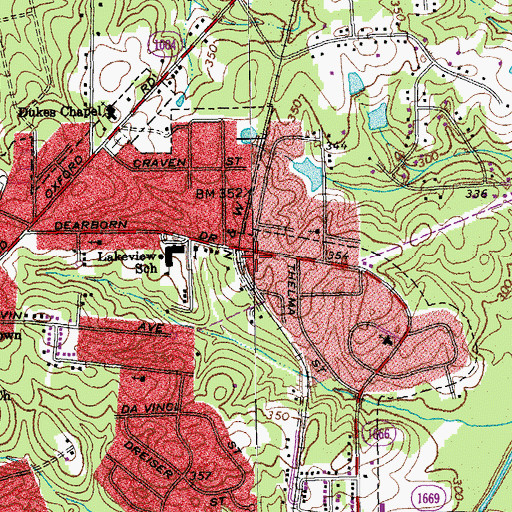 Topographic Map of Mount Olive Baptist Church, NC