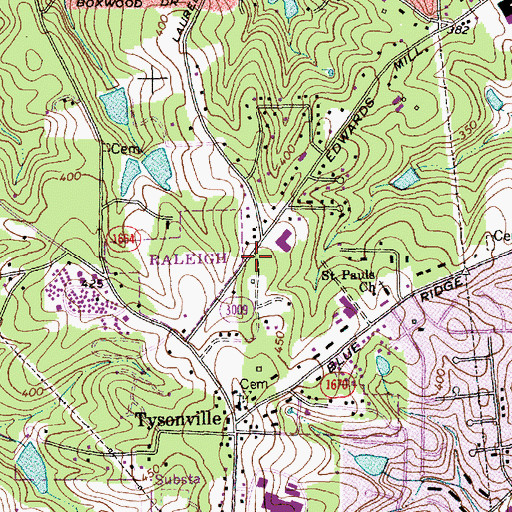 Topographic Map of Mount Olivet Baptist Church, NC