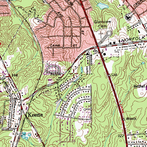 Topographic Map of New Metropolitan Baptist Church, NC