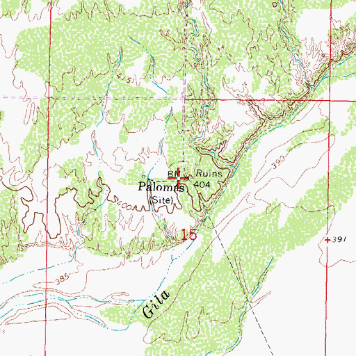 Topographic Map of Palomas, AZ