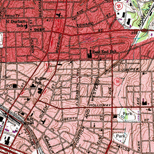 Topographic Map of Olivet Missionary Baptist Church, NC