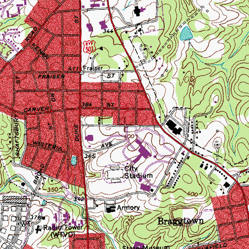 Topographic Map of One Love Ministries, NC
