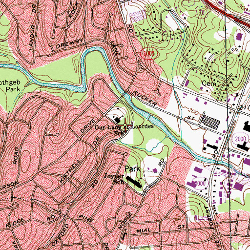 Topographic Map of Our Lady of Lourdes Catholic Church, NC