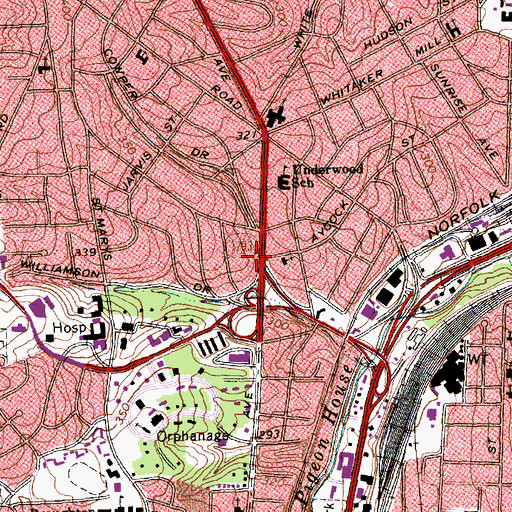 Topographic Map of Our Savior Lutheran Church, NC