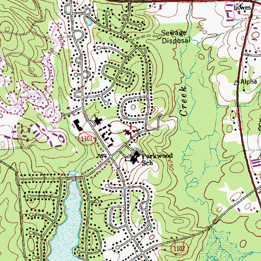 Topographic Map of Parkwood Baptist Church, NC