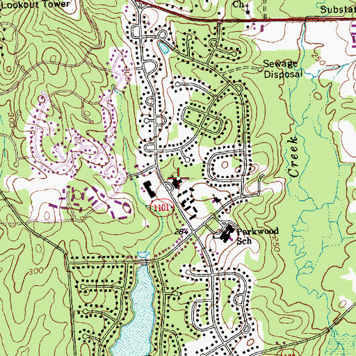 Topographic Map of Parkwood United Methodist Church, NC