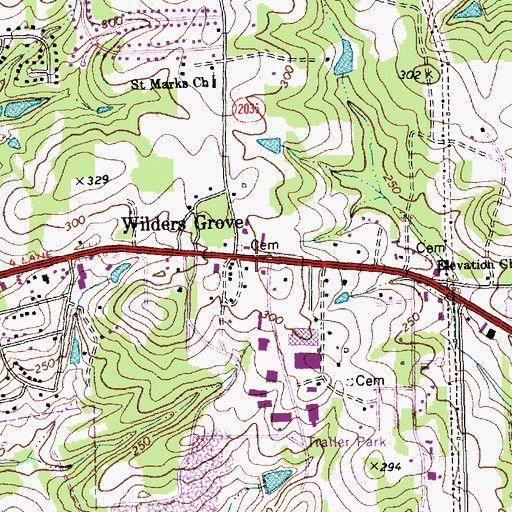 Topographic Map of Pentecostal Pilgrims and Strangers Church, NC