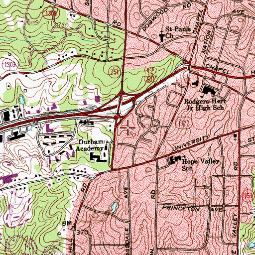 Topographic Map of Pilgrim United Church of Christ, NC