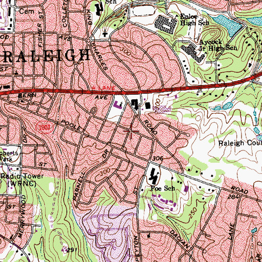 Topographic Map of Raleigh Apostolic Faith Temple, NC